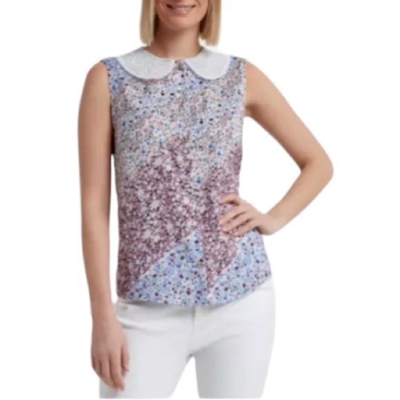 H by Halston Floral Sleeveless Button Front Blouse - Picture 1 of 5